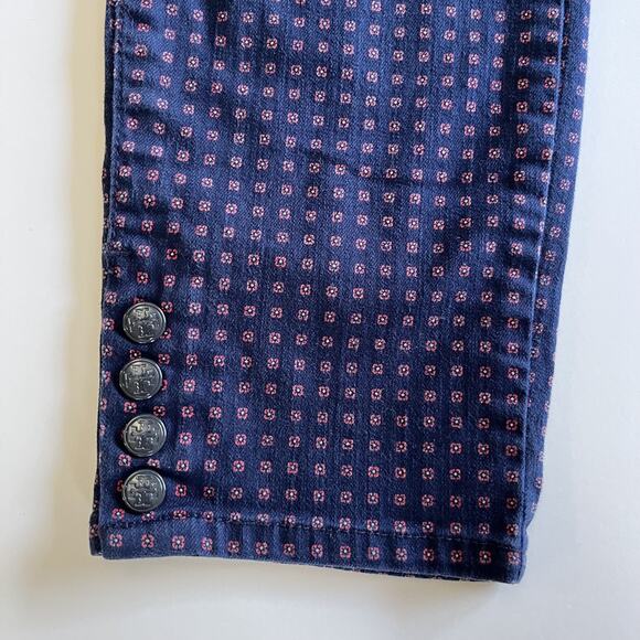 Tory Burch Emmy Ankle Skinny Pants jeans Navy blue Daisy Dots size 30 preppy - Picture 6 of 7
